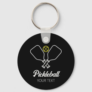 Pickleball with Paddles & Ball Personalised Key Ring