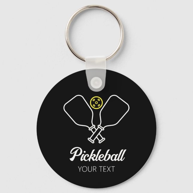Pickleball with Paddles & Ball Personalised  Key Ring (Front)