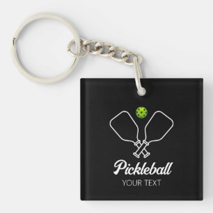 Pickleball with Paddles & Ball Personalised  Key Ring