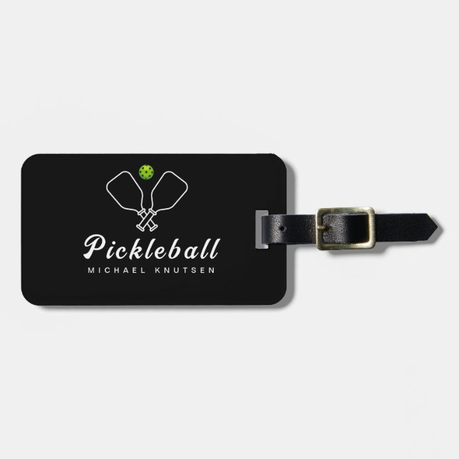 Pickleball with Paddles & Ball Personalised  Luggage Tag (Front Horizontal)