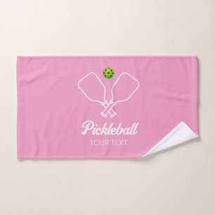 Pickleball with Paddles & Ball Personalised Pink Hand Towel