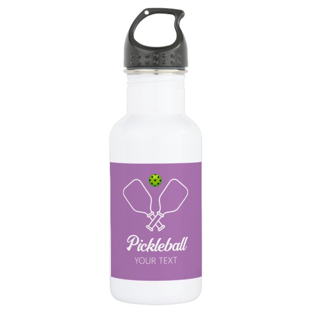 Pickleball with Paddles & Ball Personalised Purple 532 Ml Water Bottle (Front)