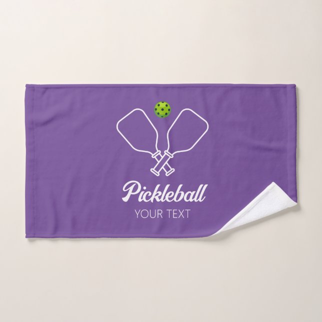 Pickleball with Paddles & Ball Personalised Purple Hand Towel (Hand Towel)