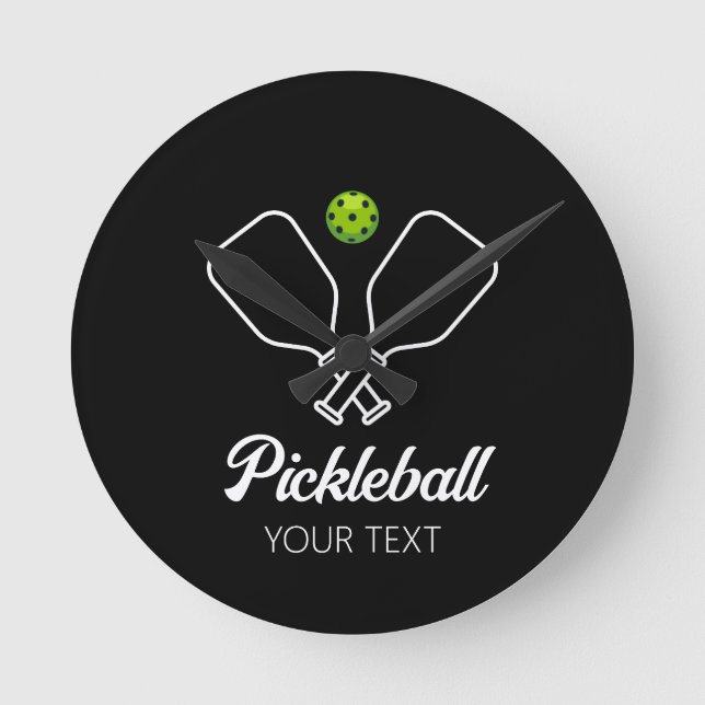 Pickleball with Paddles & Ball Personalised  Round Clock (Front)