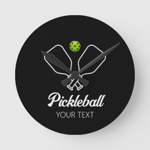 Pickleball with Paddles & Ball Personalized  Round Clock