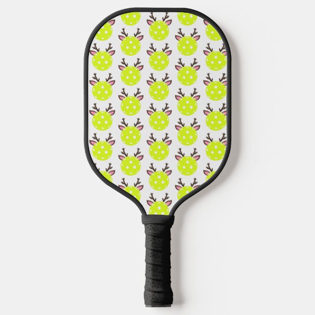 Pickleball with Reindeer Antlers. Funny Pickleball Pickleball Paddle (Front)