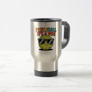 Pickleball with Sunglasses Sticker Travel Mug
