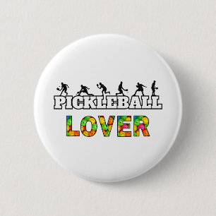 Pickleball Word Male Silhouettes Lover Ball 6 Cm Round Badge