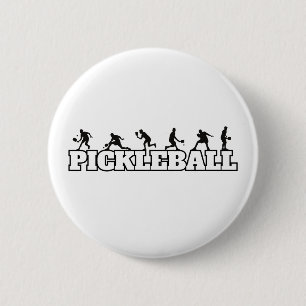 Pickleball Word Player Silhouettes Sport Action 6 Cm Round Badge
