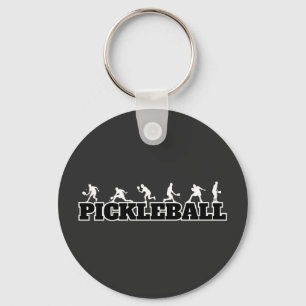 Pickleball Word Player Silhouettes Sport Action Key Ring