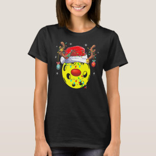Pickleball Xmas Reindeer Santa Hat Pickleball Chri T-Shirt