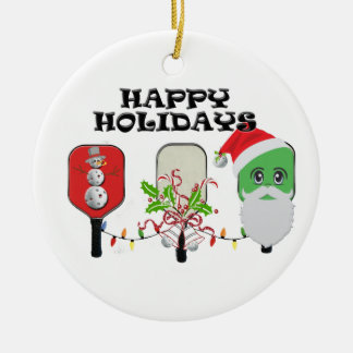 pickleball xmas trio ceramic tree decoration