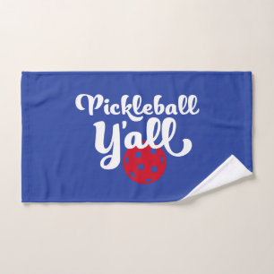 Pickleball Y'all Funny Red White Blue Hand Towel