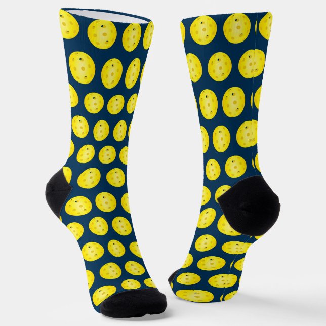 Pickleball Yellow Ball Patterned Socks (Angled)