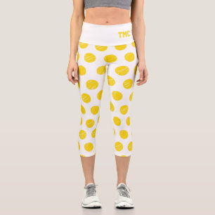 Pickleball Yellow Balls White Sports Trending Capri Leggings