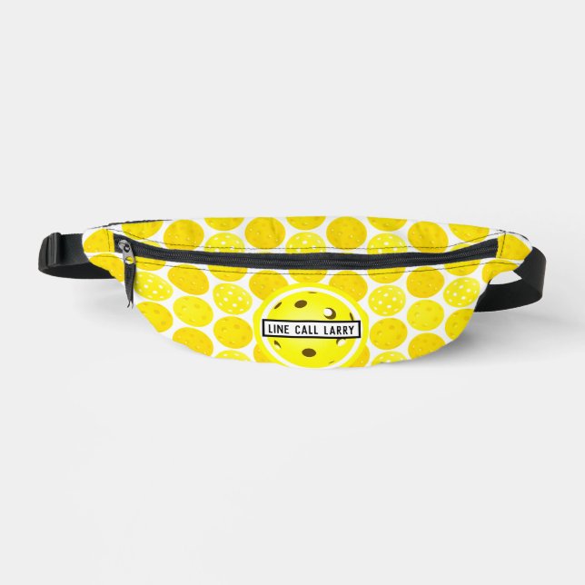 Pickleball Yellow White Pickleballs Personalised  Bum Bags (Front)