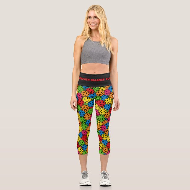 Pickleball Yoga Breath Balance Play Capri Leggings (Front)