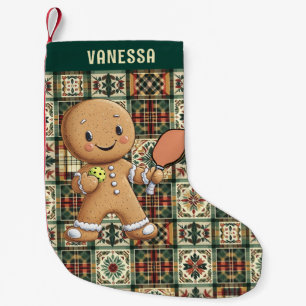  Pickleball🎄Gingerbread  Paddle Power Small Christmas Stocking