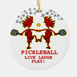 Pickleballl Live Laugh Play Ceramic Ornament