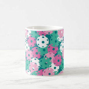 Pickleballs mix on green coffee mug