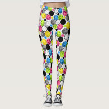 Pickleballs on a grid and white backgroud Leggings