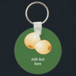 Pickled and tasty - onions snack with your text key ring<br><div class="desc">Two little pickled onions, ready for you to add some funny words or someone's name. Who do you know who always has a fork in the jar of pickles, or loads a festive plate high with these vinegary bite-sized snacks? Pickled vegetables are popular all around the world, but here in...</div>
