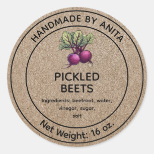 Pickled Beets Beetroot Jar Label Kraft Design