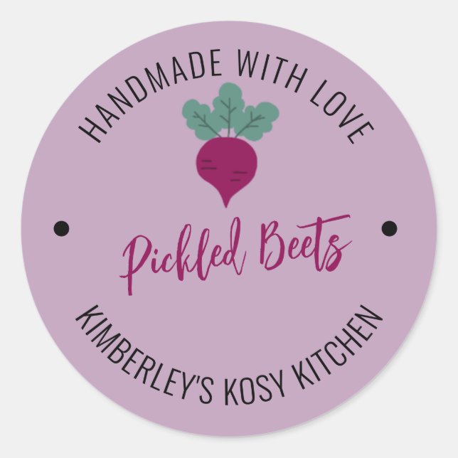 Pickled Beets Handmade with Love Canning Jar Label (Front)