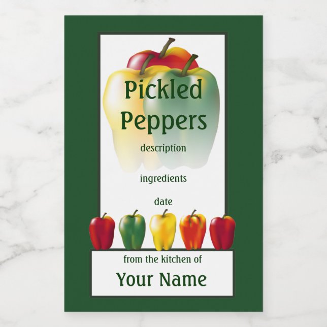 Pickled Bell Peppers Green 2x3 Food Label (Single Label)