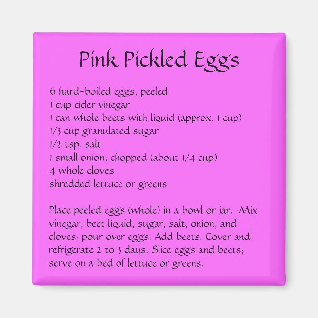 Pickled Egg Recipe on a Refrigerator Magnet (Front)