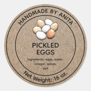 Pickled Eggs Jar Label Kraft Paper Themed Design