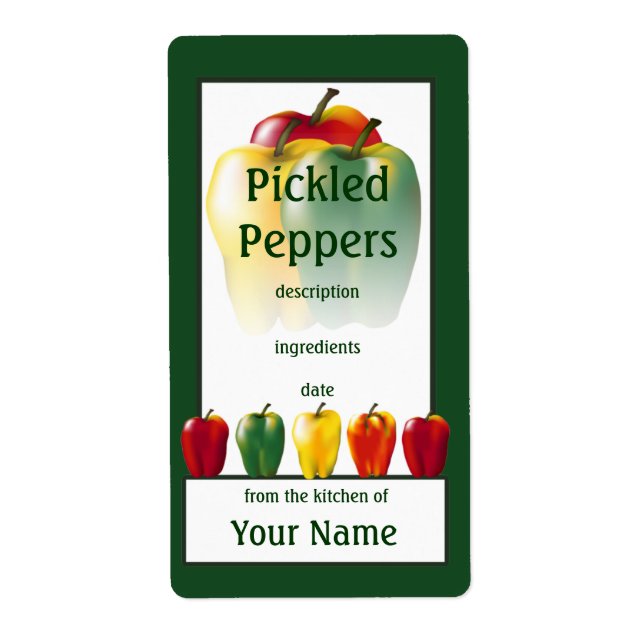 Pickled Peppers Cook's Canning Label (Front)