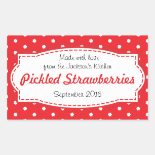 Pickled Strawberry or jam food label sticker