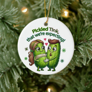 Pickled Tink That We're Expecting Pickle Couple Ceramic Tree Decoration