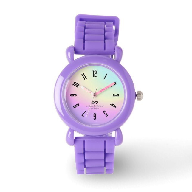 PickleKids™ Gradient Peace & Love Purple Watch (Front)