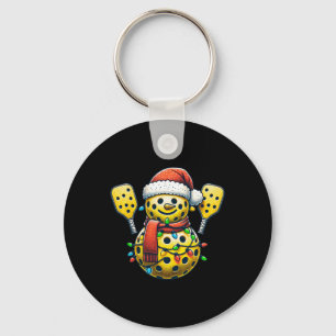 Picklell Snowman Santa Hat Lights Christmas Pickle Key Ring