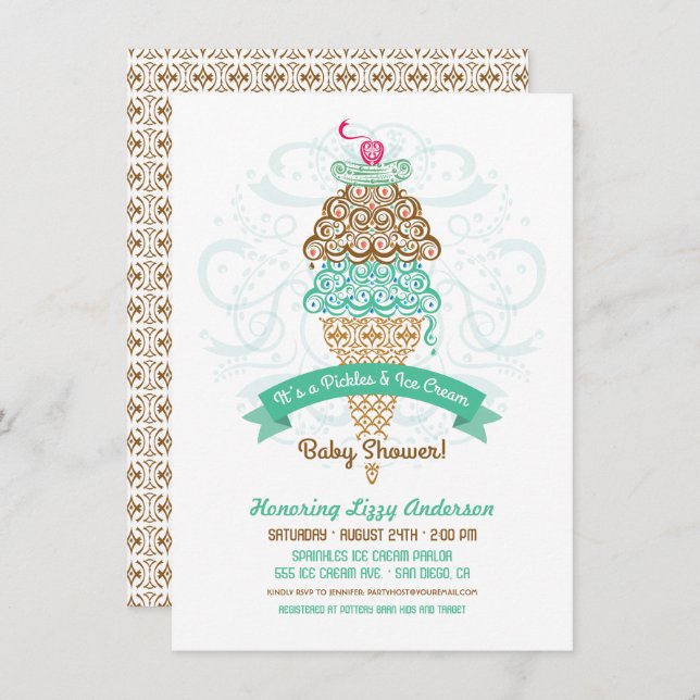 Pickles and Ice Cream Baby Shower Invitation (Front/Back)