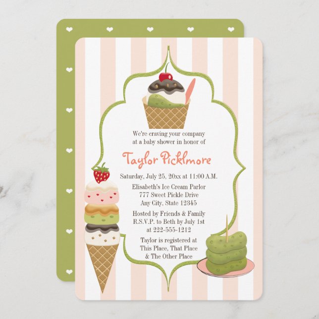 Pickles and Ice Cream Baby Shower Invitation (Front/Back)