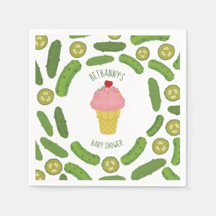 Pickles and Ice Cream Girl Baby Shower Napkin