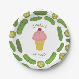 Pickles and Ice Cream Girl Baby Shower Paper Plate