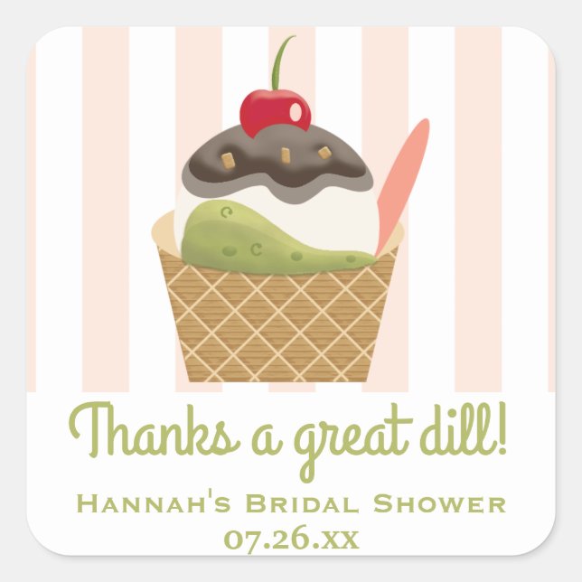 Pickles and Ice Cream Thank You Square Sticker (Front)