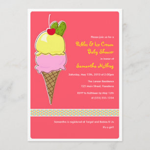 Pickles and IceCream Baby Shower, It's a Girl Invitation