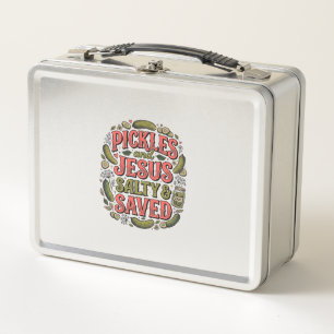Pickles and Jesus Salty Saved Vintage Shirt Design Metal Lunch Box