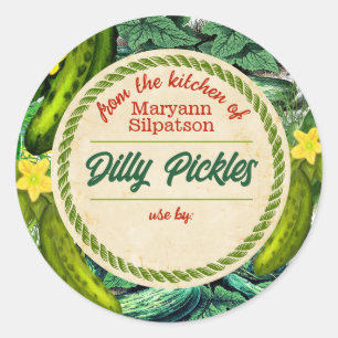 Pickles canning personalised from the kitchen of c classic round sticker