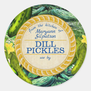 Pickles canning personalised from the kitchen of classic round sticker