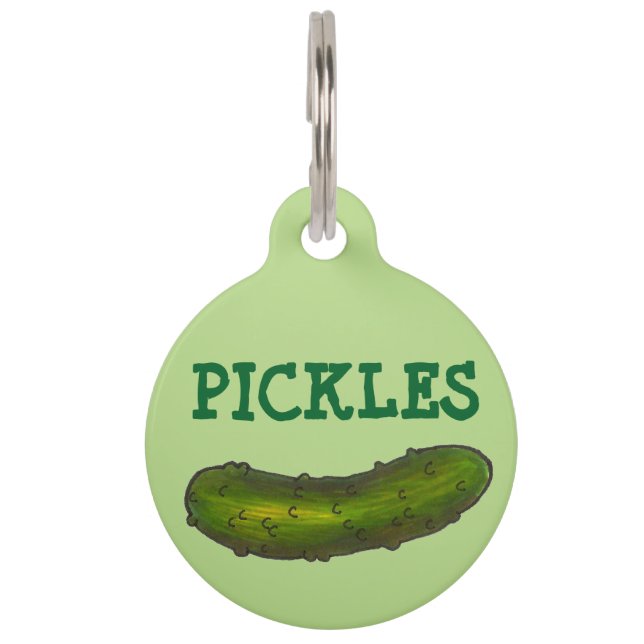 Pickles Crunchy Green Dill Pickle Personalised Pet Tag (Front)