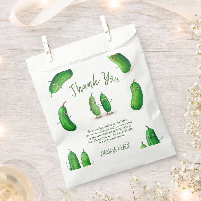 Pickles Cucumber Green Whimsical Baby Shower Favour Bags (Clipped)