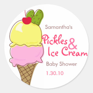 Pickles & Ice Cream, Girl Baby Shower Classic Round Sticker