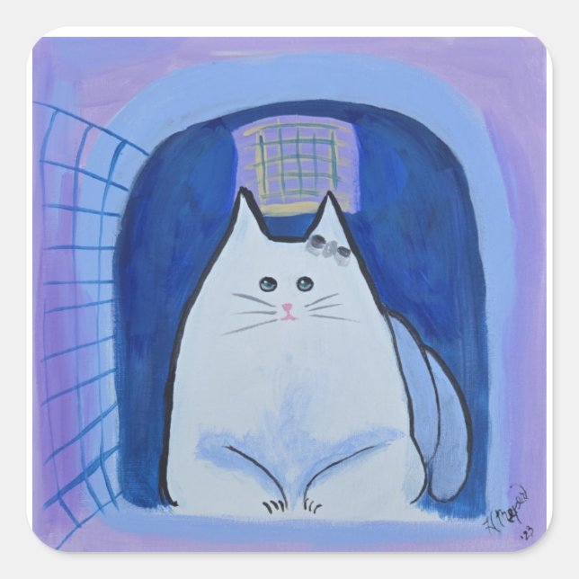 Pickles in her Little House Square Sticker (Front)