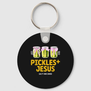 Pickles Jesus Salty And Saved Funny Jesus Pickles  Key Ring